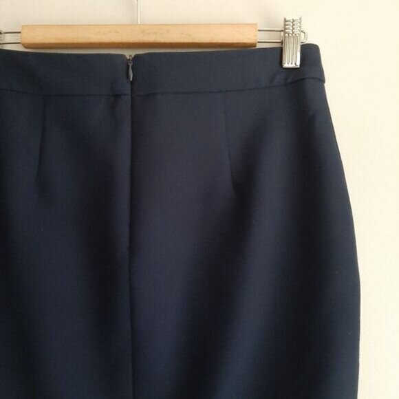 SANDRA ANGELOZZI Pencil Skirt Back Zipper Slit Navy Blue Sz S / Eur 36 - Picture 9 of 13